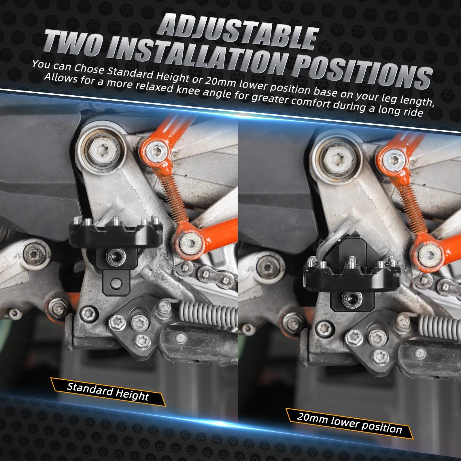 For KTM 690 Enduro R SMCR 2008-2025 20mm Lower Footrest Footpeg For Husqvarna 701 Enduro Supermoto Norden 901 GasGas 700 SM/ES