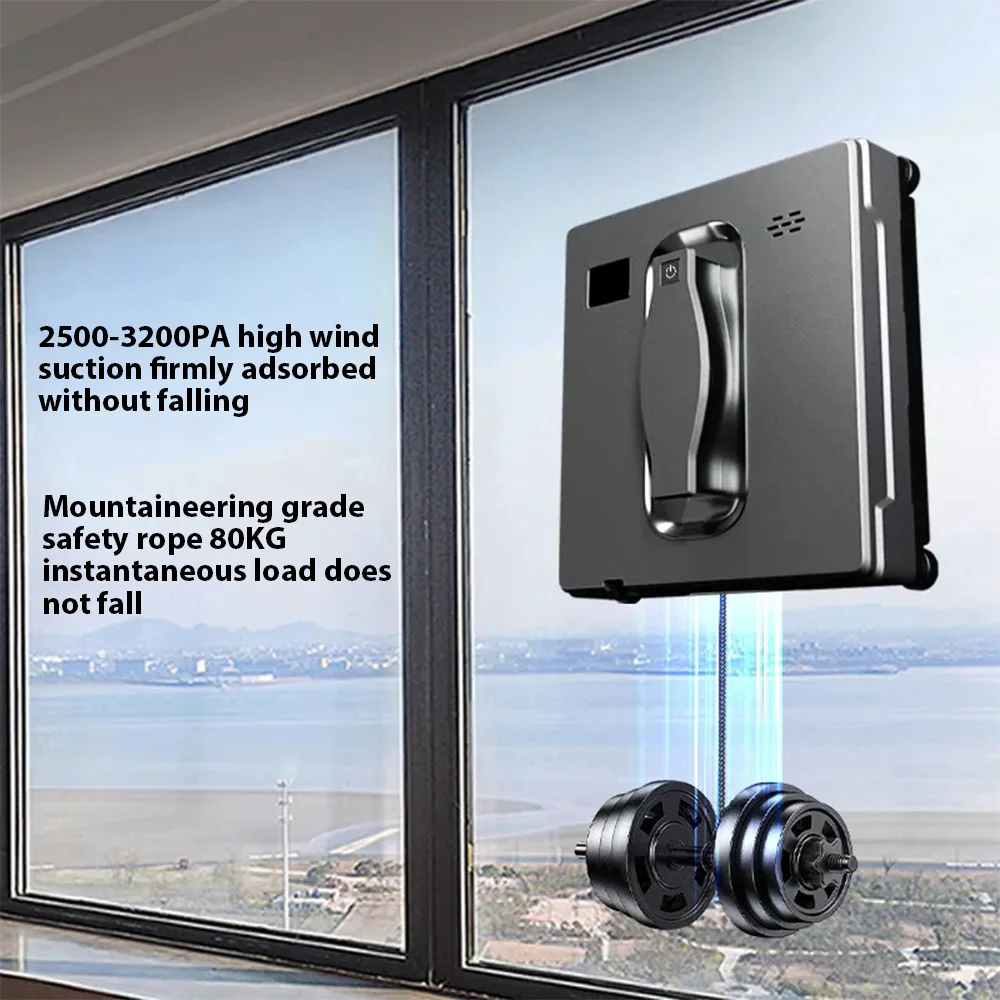 Square Auto Window Cleaner Robot 3200PA Suction Dual Spray APP Control AI Avoidance for Glass Tile EU Plug