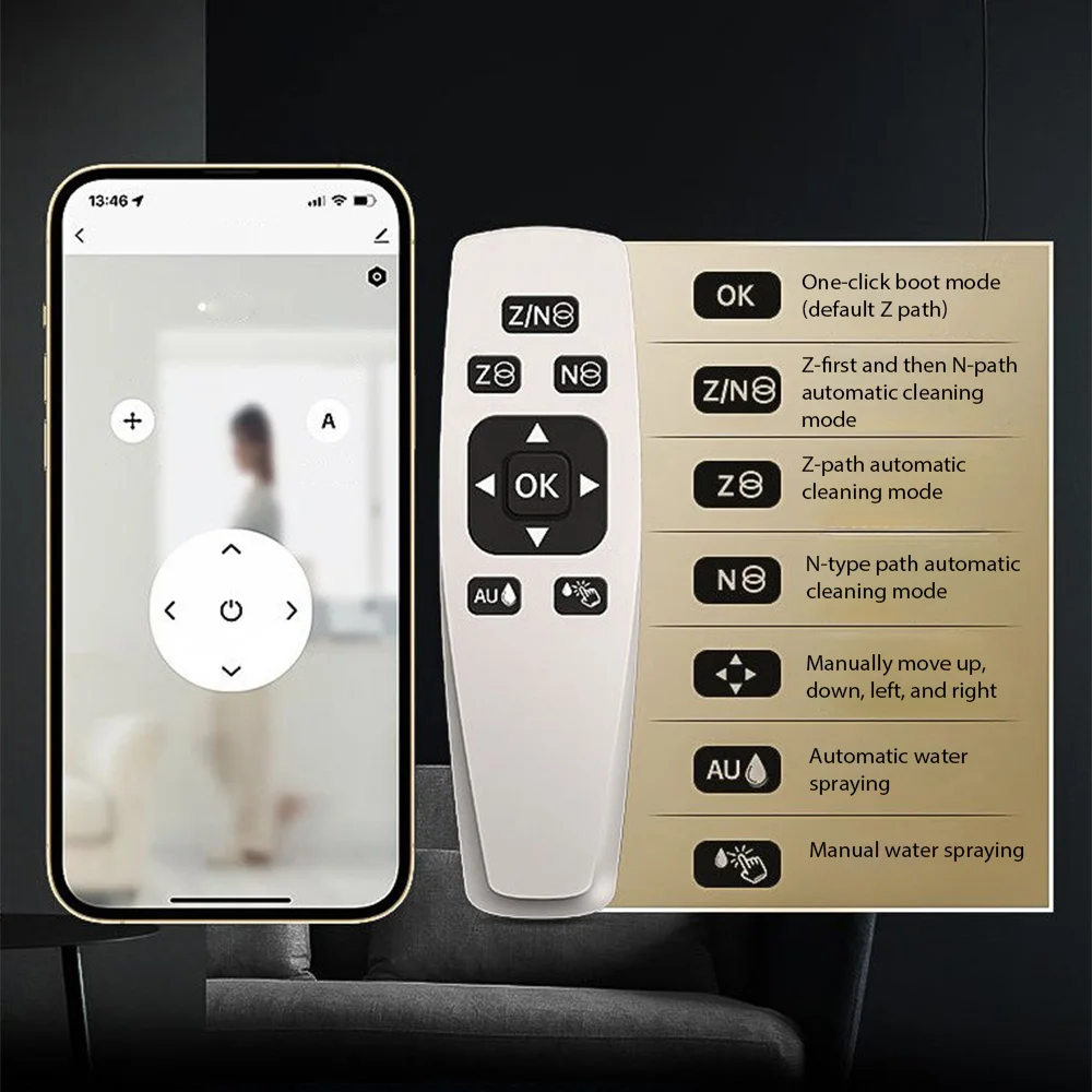Square Auto Window Cleaner Robot 3200PA Suction Dual Spray APP Control AI Avoidance for Glass Tile EU Plug