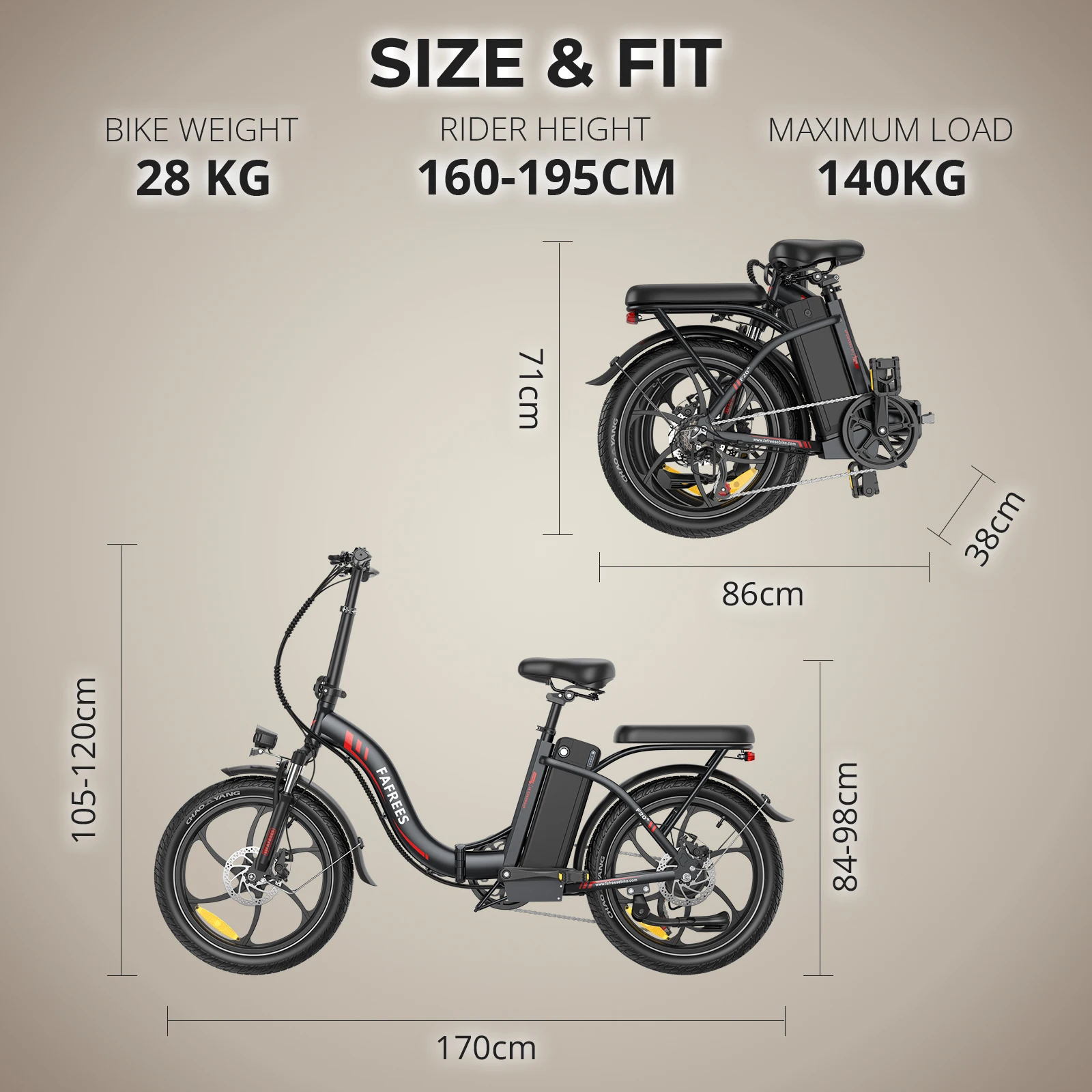 FAFREES F20+ Adult Electric Bike 250W Motor City Ebike 36V20AH Battery E-bike 20 Inch Fat Tire Folding Electric Bicycle 