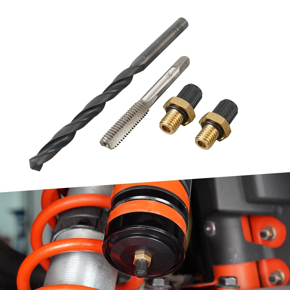 For Cam-Am Honda Artic Cat YXZ Polaris RZR Fox Shock UTV Air/Nitrogen Schrader Valve Stem Fitting Drilling Kit M8*1.25 Brass
