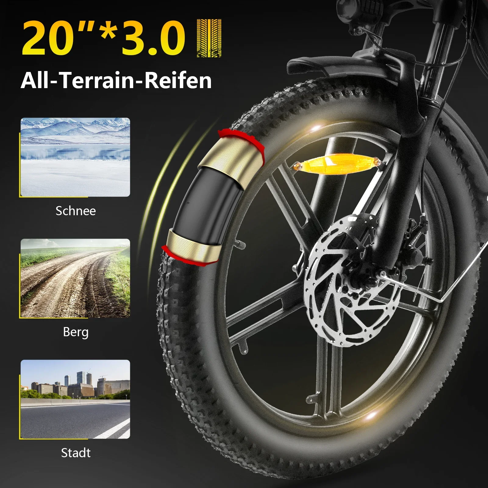 KAISDA K201 Adult Women Electric Bike 250W Motor Electric Bike 36V10.4Ah Battery 20 Inch Rubber Tire Mountain Snow Electric Bike