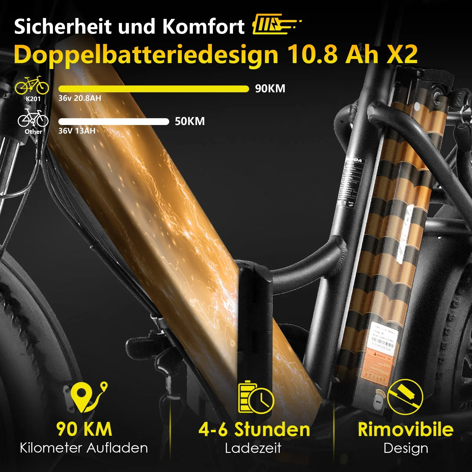 KAISDA K201 Adult Women Electric Bike 250W Motor Electric Bike 36V10.4Ah Battery 20 Inch Rubber Tire Mountain Snow Electric Bike
