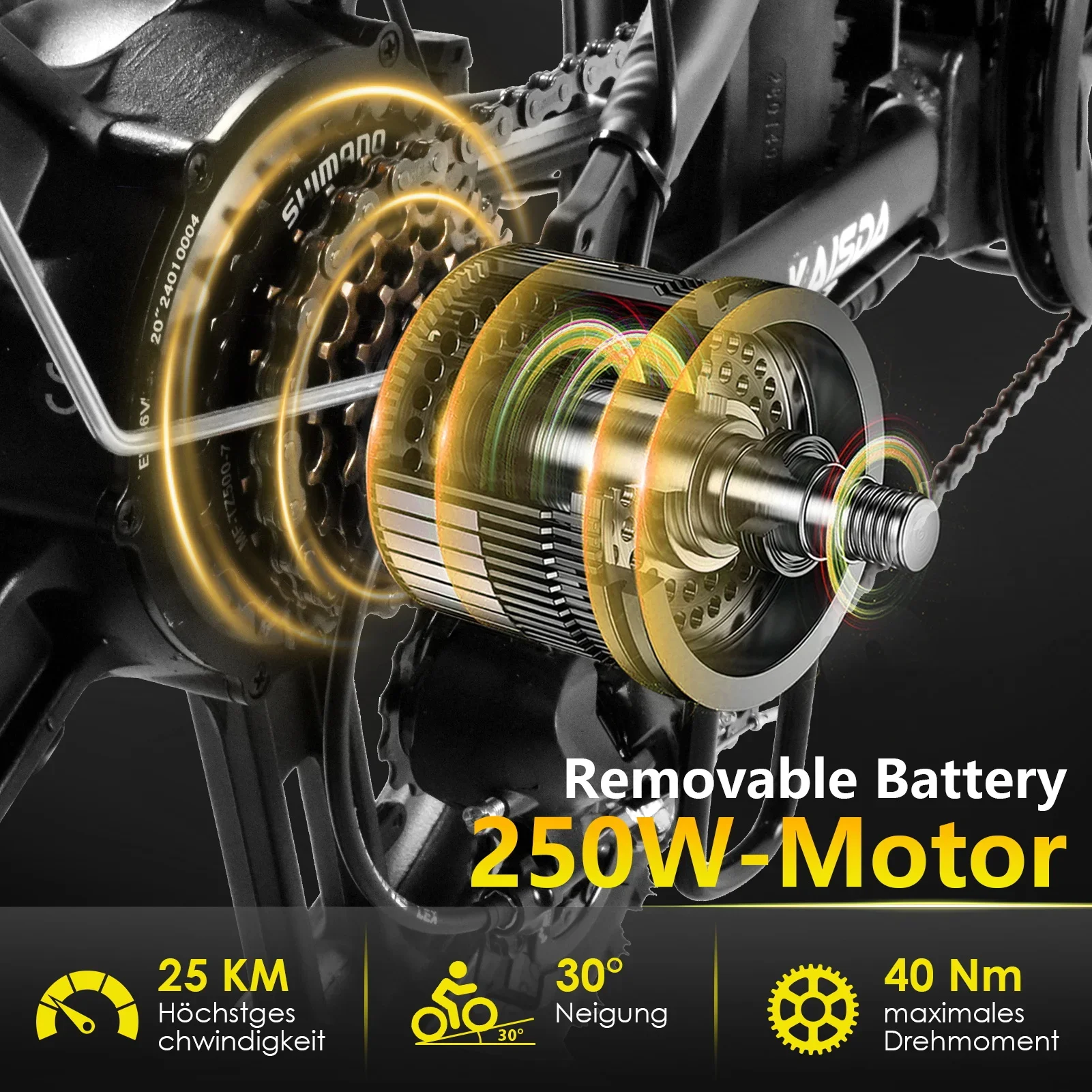 KAISDA K201 Adult Women Electric Bike 250W Motor Electric Bike 36V10.4Ah Battery 20 Inch Rubber Tire Mountain Snow Electric Bike
