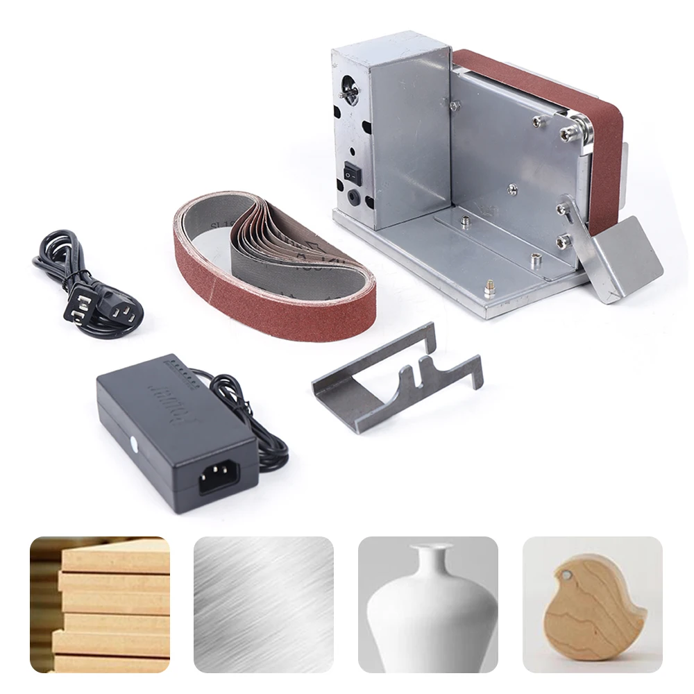 Mini Electric Belt Sander Grinder DIY Mini Belt Sander with 10 Abrasive Belts Adjustable Edge Polishing Tool Sharpening Machine