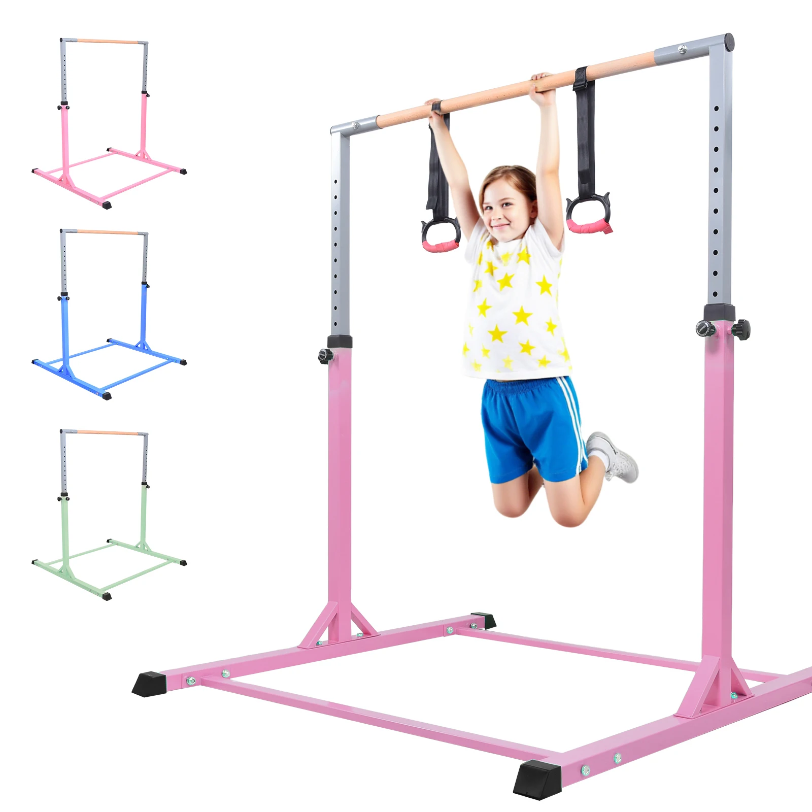 Kids Gymnastics Bars Home Horizontal Training Bars Adjustable Height Gymnastics Pole Easy to Assembly Equipment Children Girls