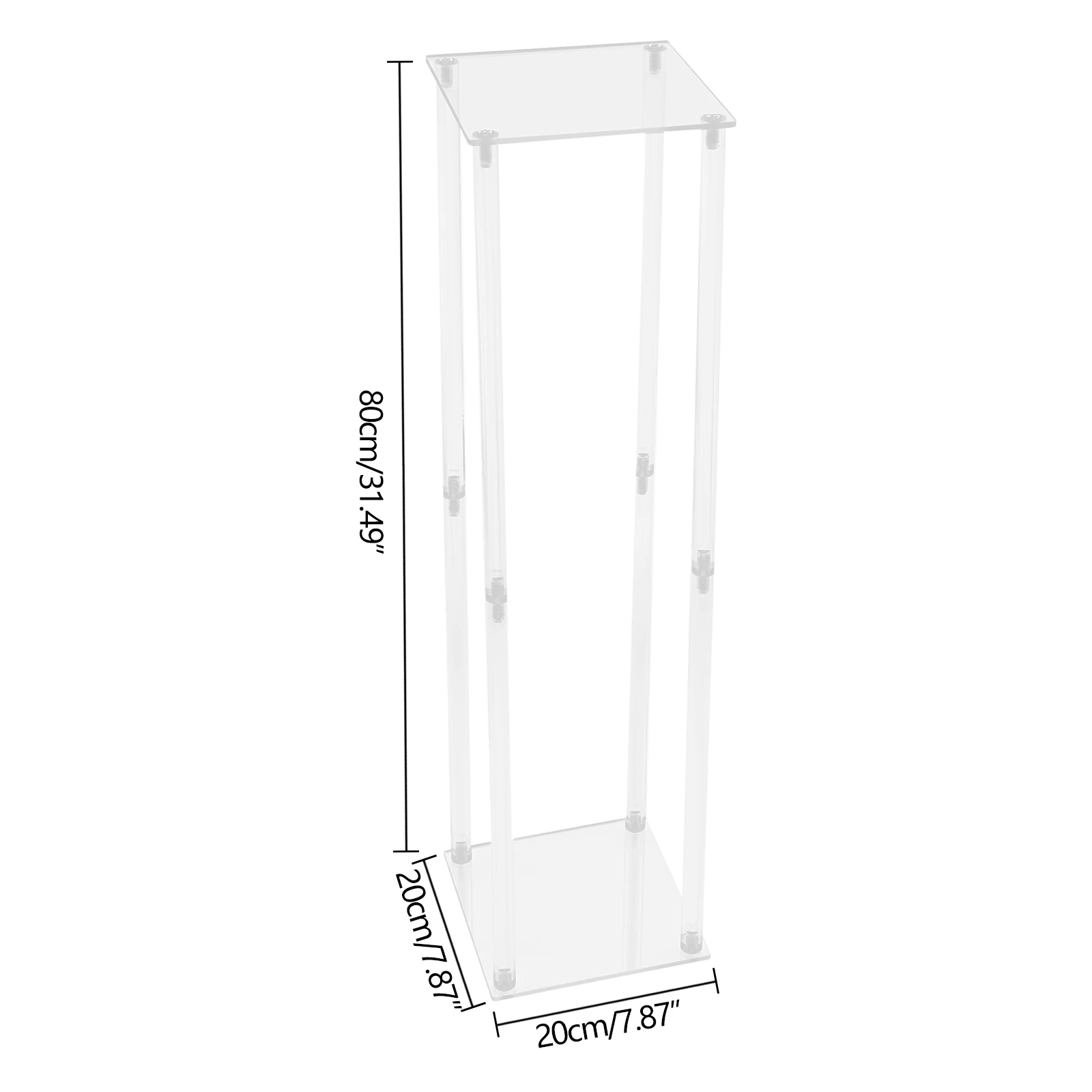 Clear Acrylic Flower Stand 2 Pcs,44.1Lbs Load,Desktop Floor Decor for Wedding Anniversary Ceremony Party Home Cafe 20x 20x80 cm