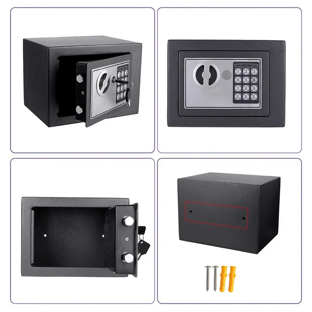 Mini Electronic Safe Box Automatic locked Digital Keypad Lock Safe All Steel Construction Fireproof Security Box for Home Office