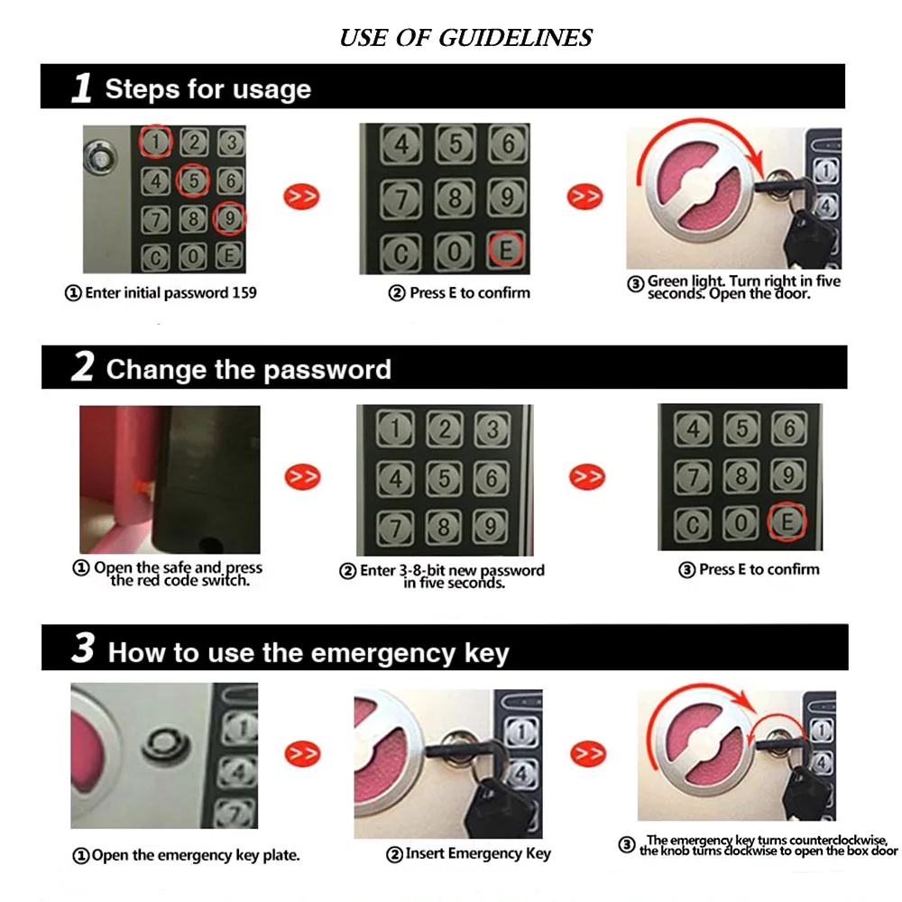 Mini Electronic Safe Box Automatic locked Digital Keypad Lock Safe All Steel Construction Fireproof Security Box for Home Office