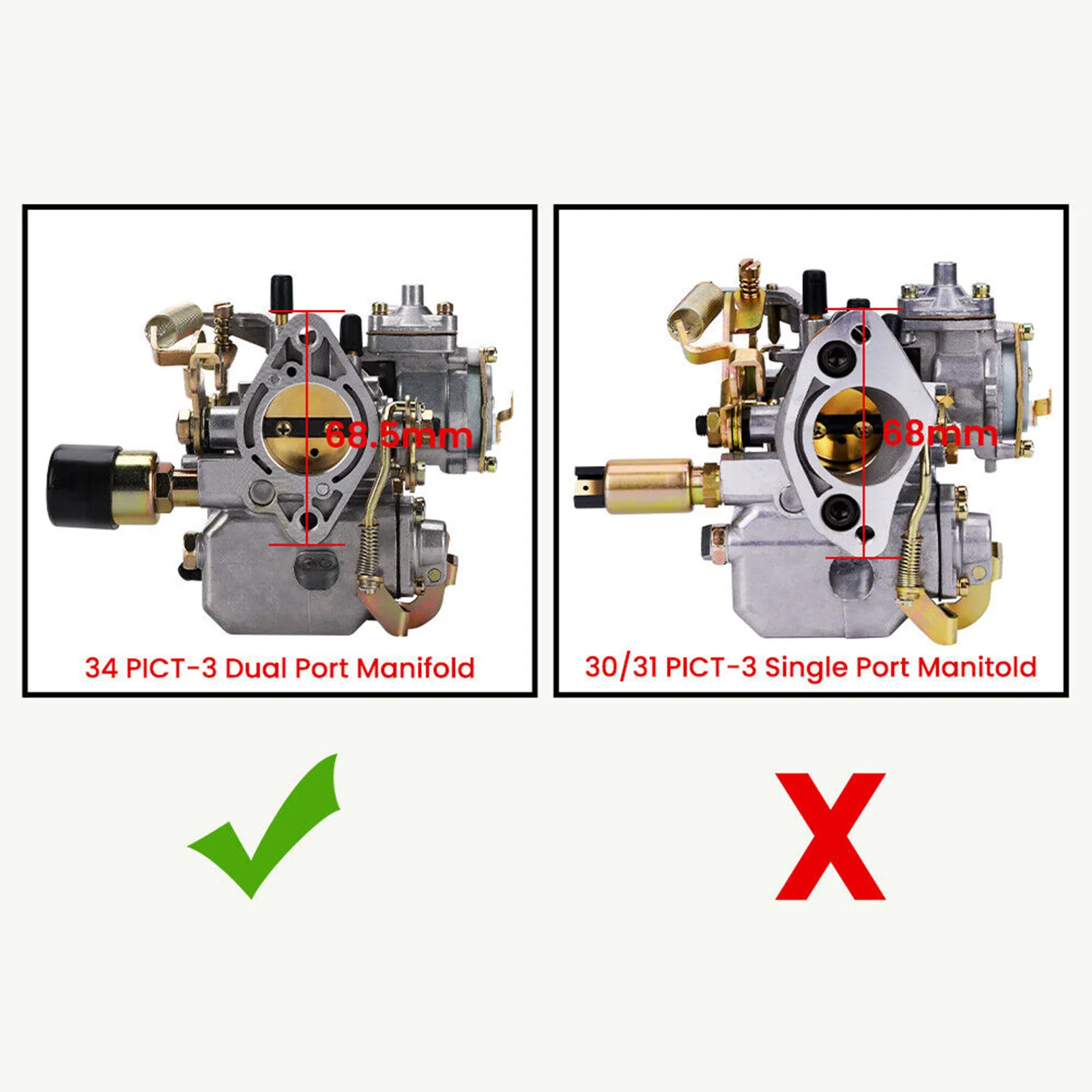 Areyourshop 34 Pict-3 Carburetor 113129031K For VW Beetles 1971-1979 Dual Port 1600cc 12V