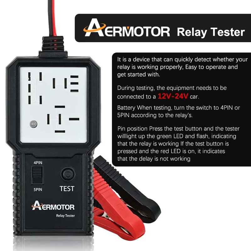 AER Car Relay Tester Electronic Automotive Tester 12V-24V Car Battery Checker Universal LED Indicator Light Alternator Analyzer