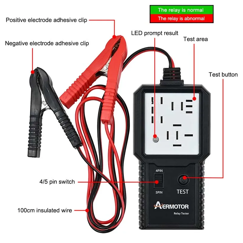 AER Car Relay Tester Electronic Automotive Tester 12V-24V Car Battery Checker Universal LED Indicator Light Alternator Analyzer