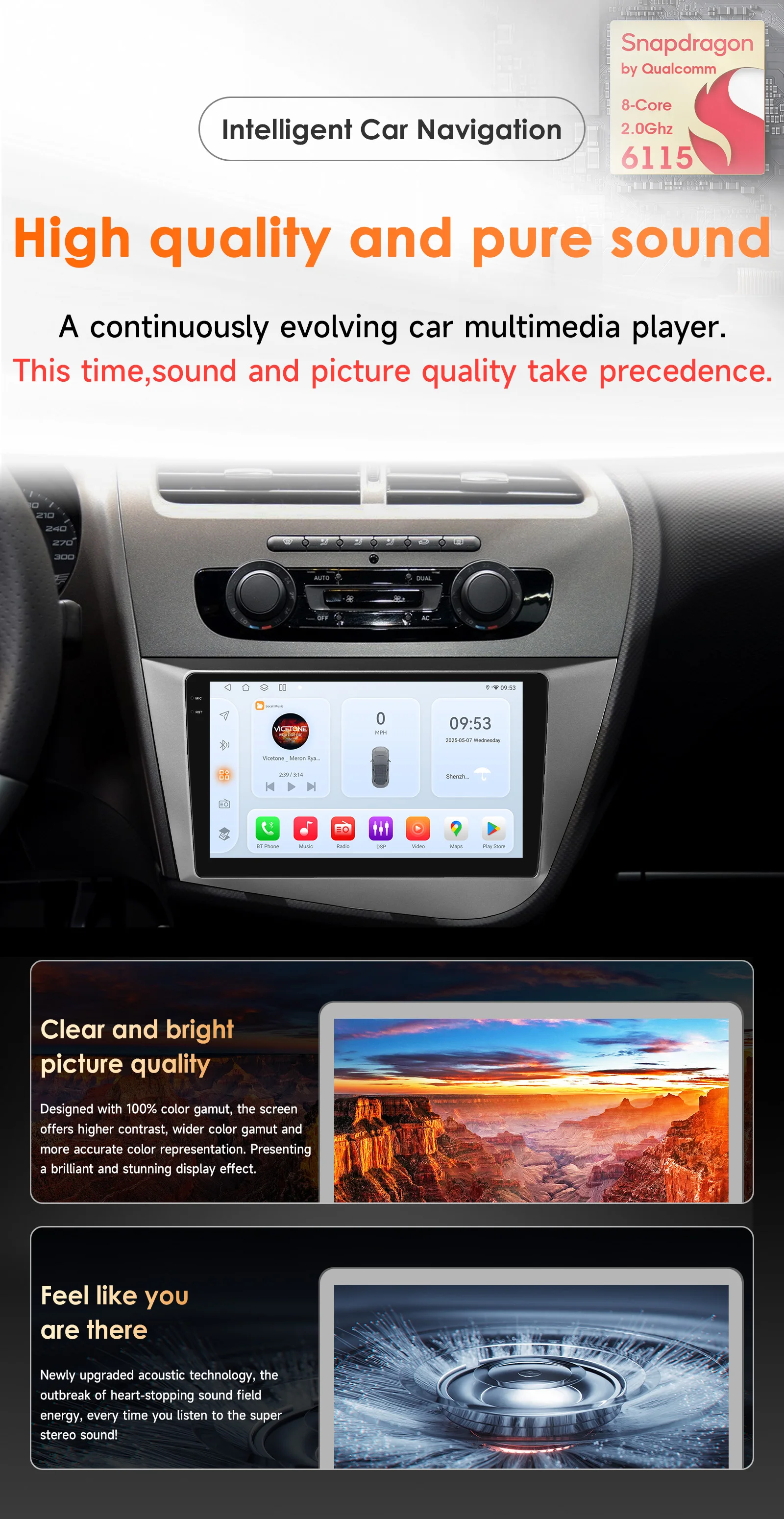 OSSURET CarPlay Android Car Radio For Seat Leon 2 MK2 2005-2012 Car Multimedia Player Navi GPS 2din 4G-LET autoradio RDS 6115
