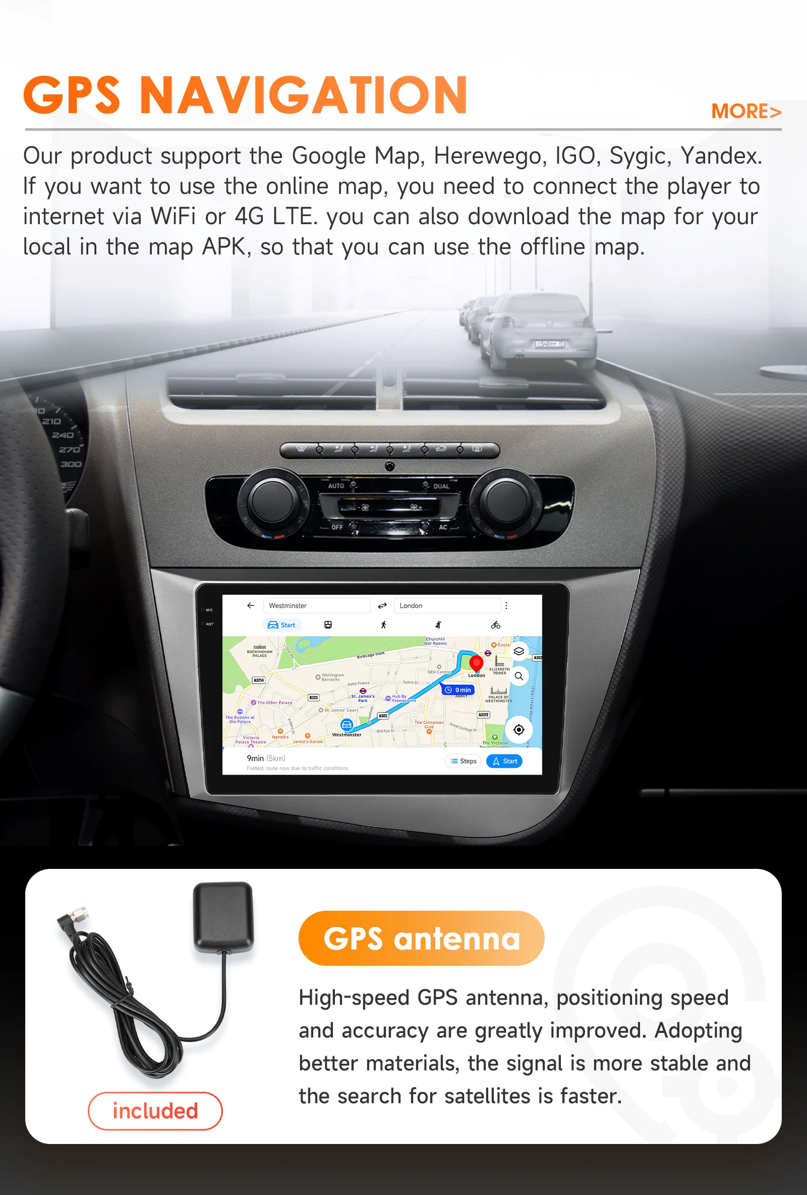 OSSURET CarPlay Android Car Radio For Seat Leon 2 MK2 2005-2012 Car Multimedia Player Navi GPS 2din 4G-LET autoradio RDS 6115