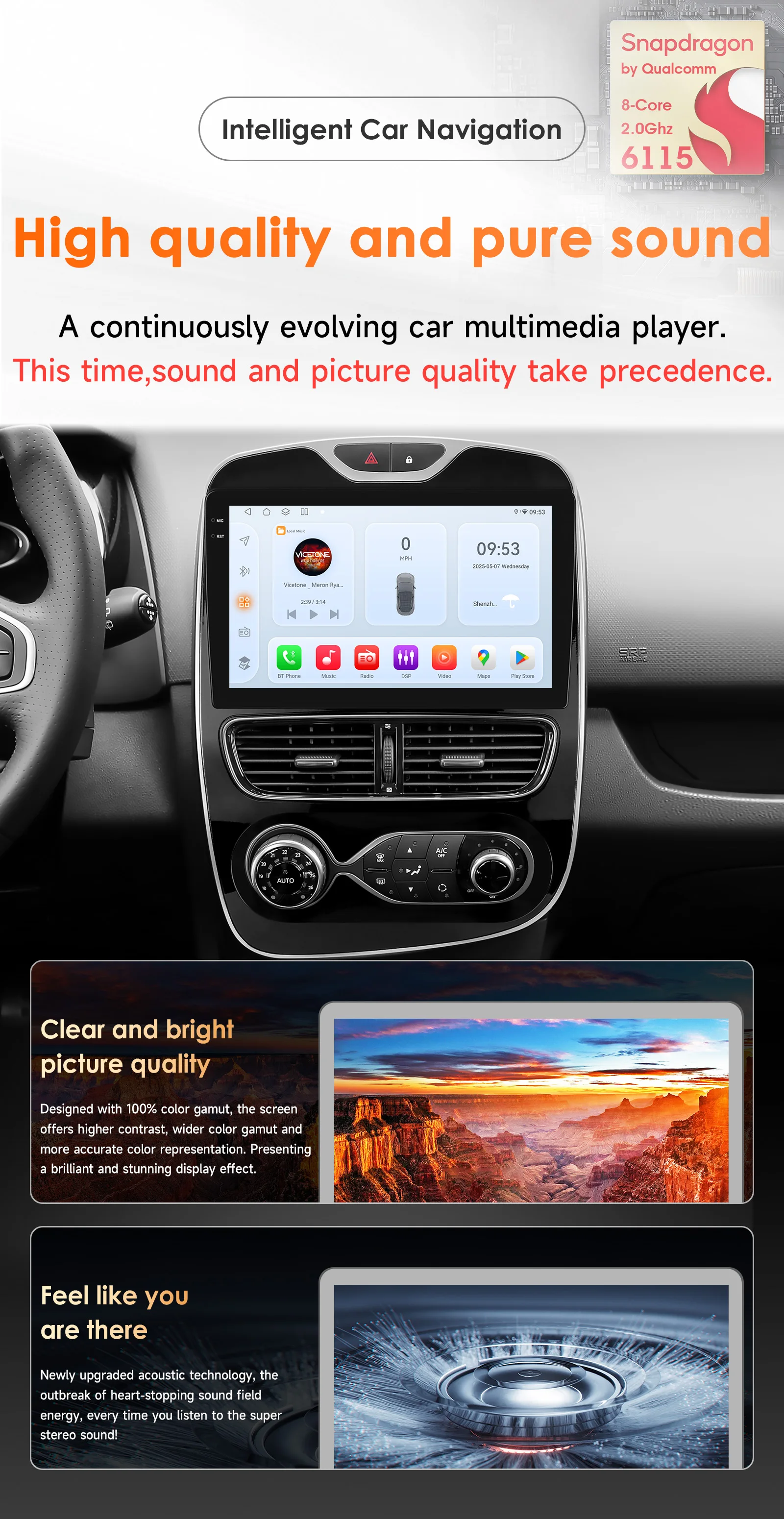 Hizpo 2 Din Android Auto Radio for Renault Clio 2012-2016 Carplay 4G Car Smart Systems Multimedia GPS 2Din Autoradio AI Voice BT