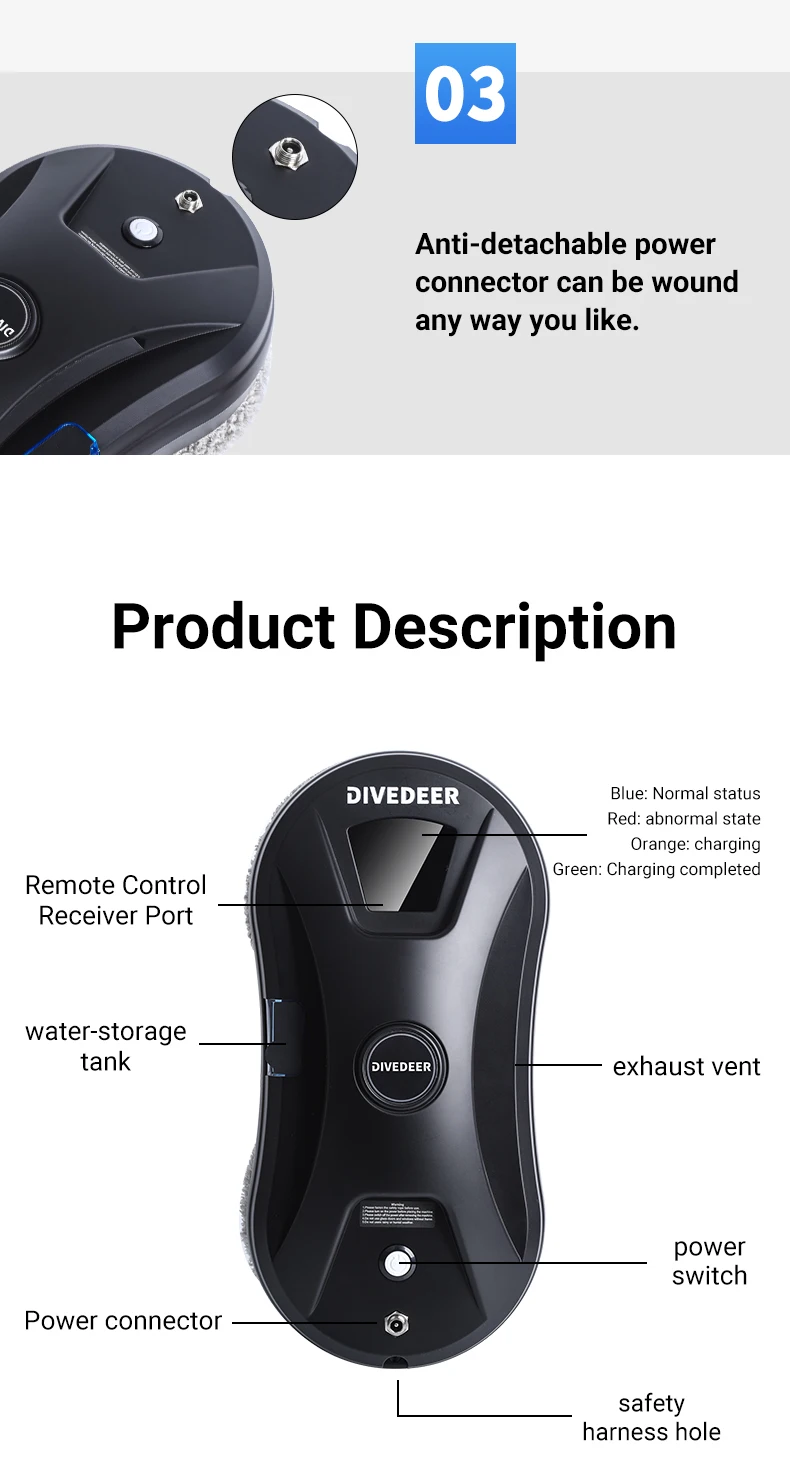 DIVEDEER YTK334 Window Cleaning Robot Water Spray Ultrathin Window Robot Vacuum Cleaner