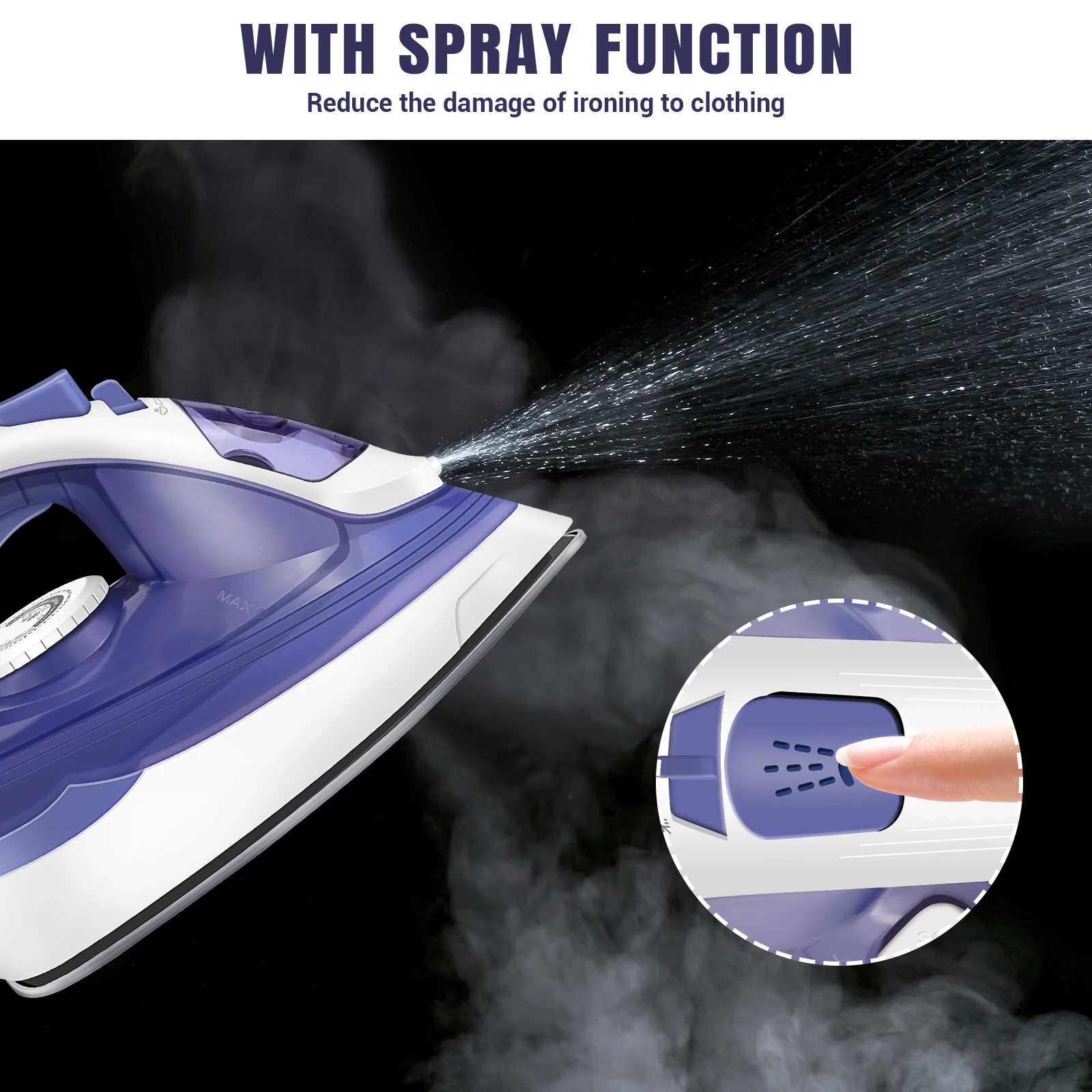Home Electric Iron Portable Steam Iron, Non-Stick Stainless Soleplate, Temperature Regulation | Automatic Cleaning | Sprayer