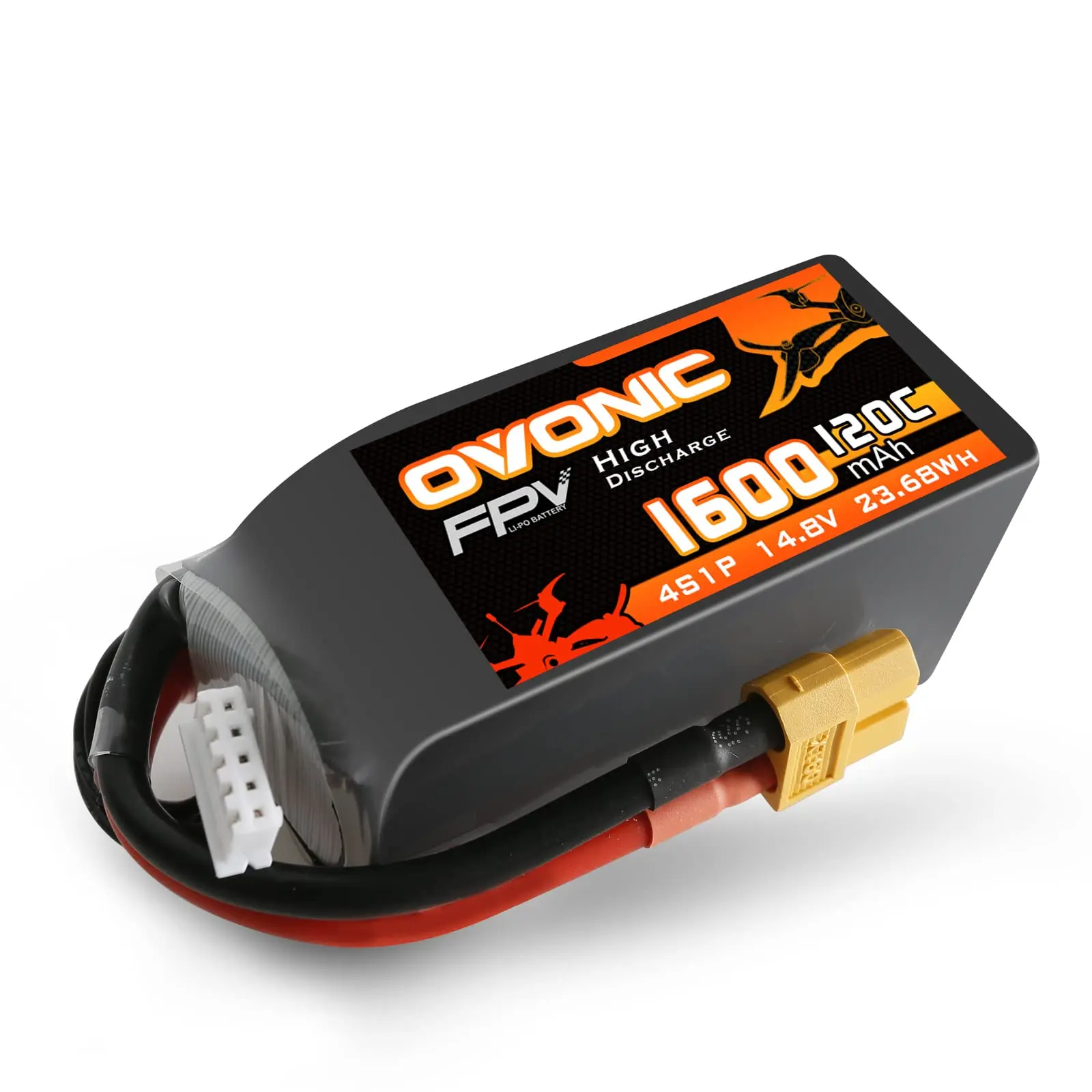 OVONIC 4s Lipo Battery 1600 mAh 120C 14.8V with XT60 Connector for RC FPV Helicopter Aeroplane Quadcopter Hobby Racing (2P