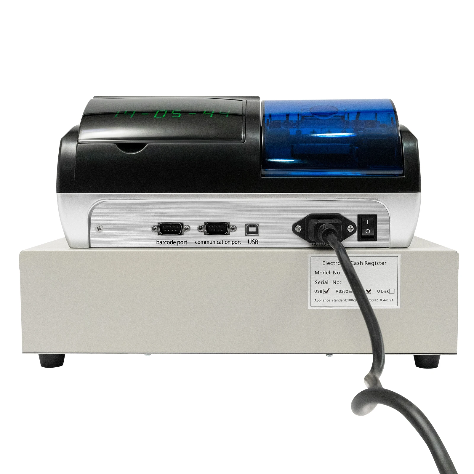 48 Keys Electronic Cash Register Double Screen Display Cash Register POS printer Thermal Printer Support RS232/USB