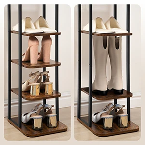 Hzuaneri Vertical Shoe Rack, Shoe Shelves, Wood Shoe Organizer for Closet, Entryway, Shoe Tower for Small Spaces, Free Standing