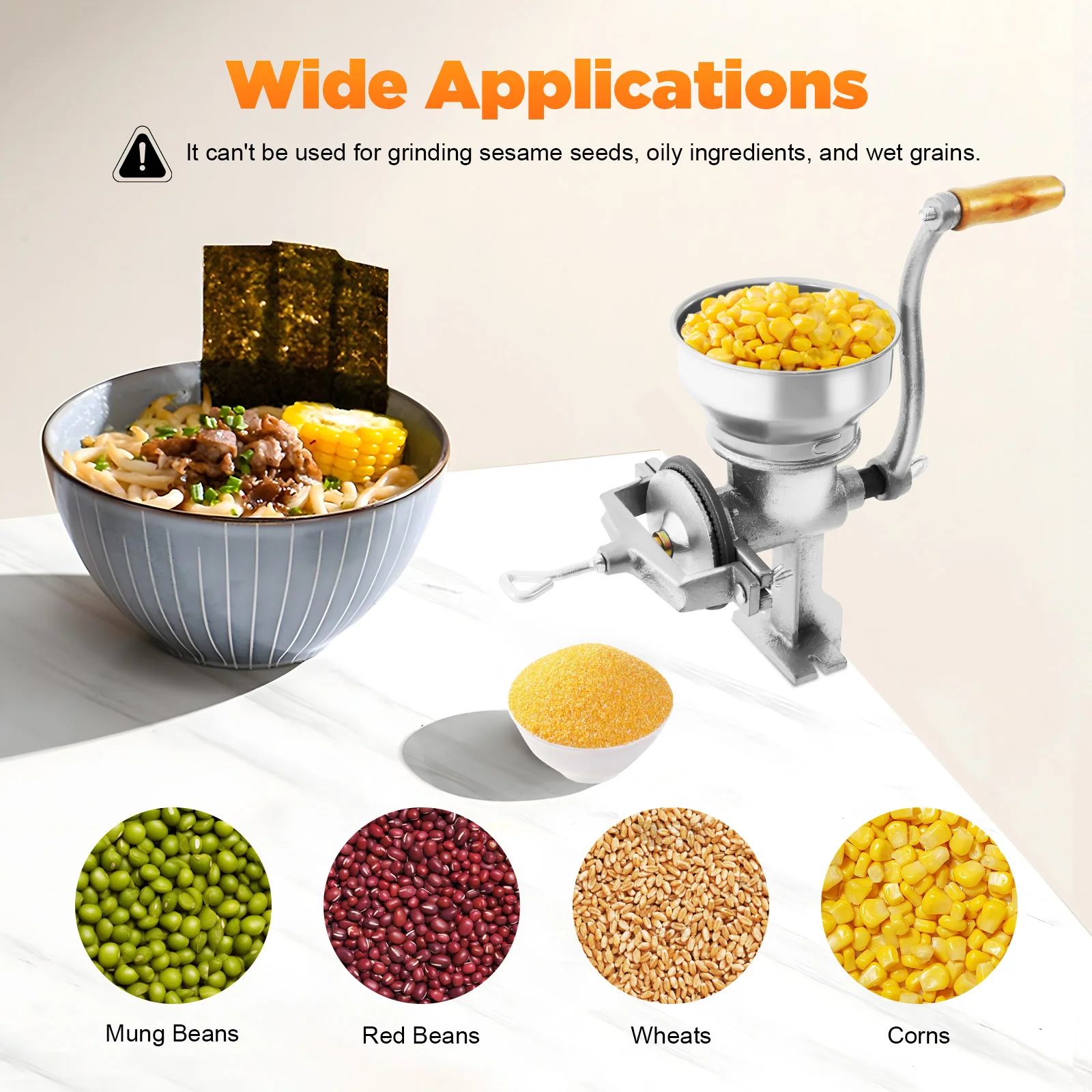 Manual Grain Grinder Stainless Steel Hand Crank Grain Grinding Tool Home Kitchen Wheat Corn Nut Mill Grinding Machine