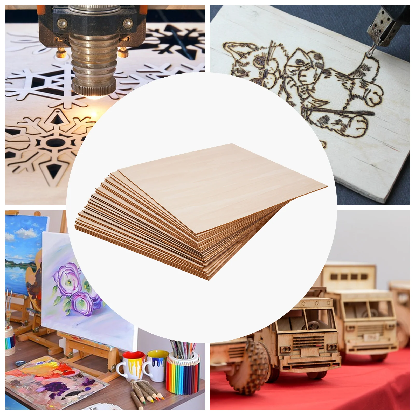30 Piece Plywood Panel 3mm Wood Board with Smooth Edges Linde Wood Panels DIY Craft Wood Engraving 40 x 40cm