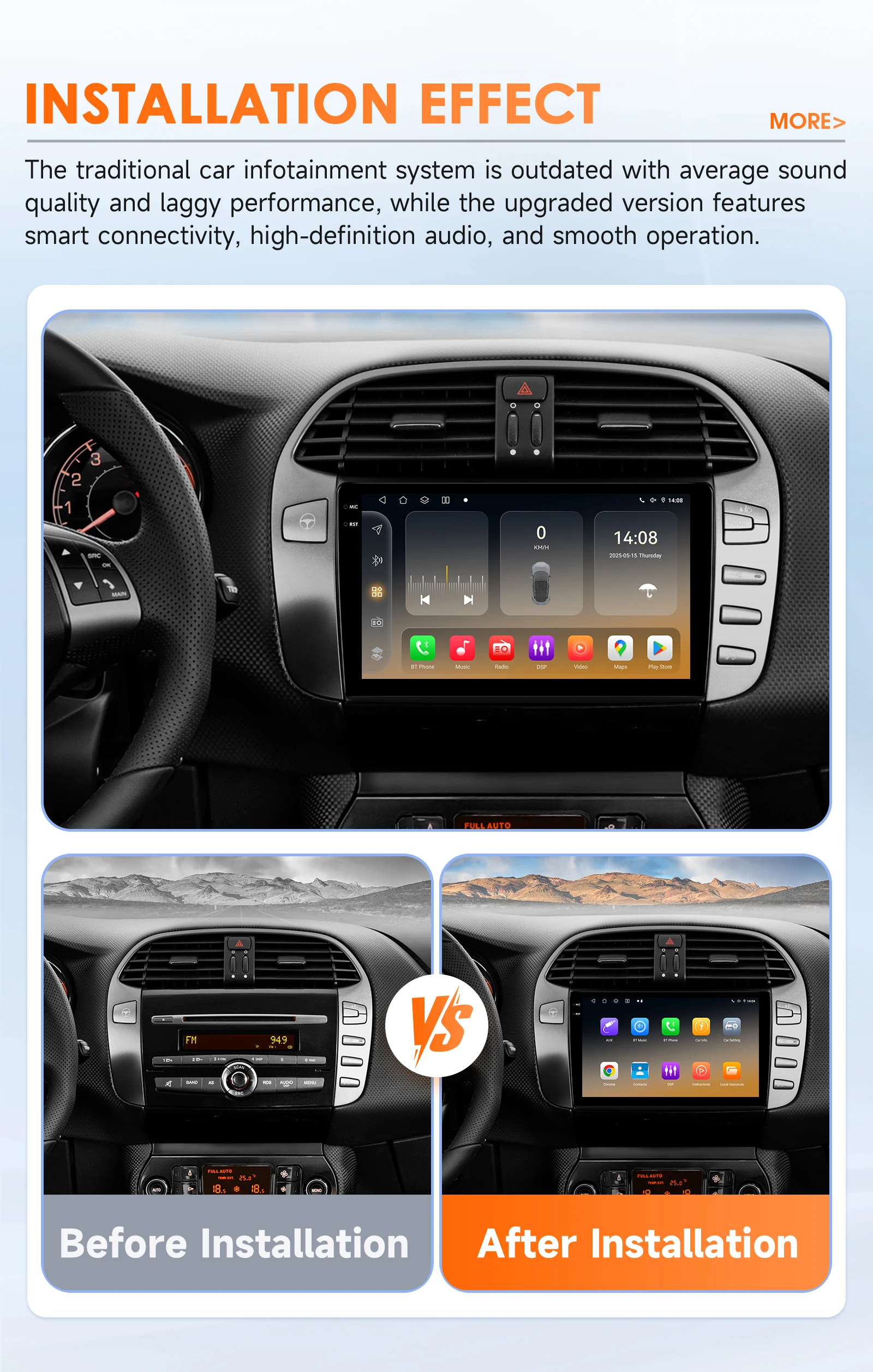 Hizpo 9inch 2Din Android Car Radio for Fiat Bravo 2007 - 2012 Snapdragon 6115 GPS RDS DSP 4G BT SWC Auto CarPlay 360°CAM