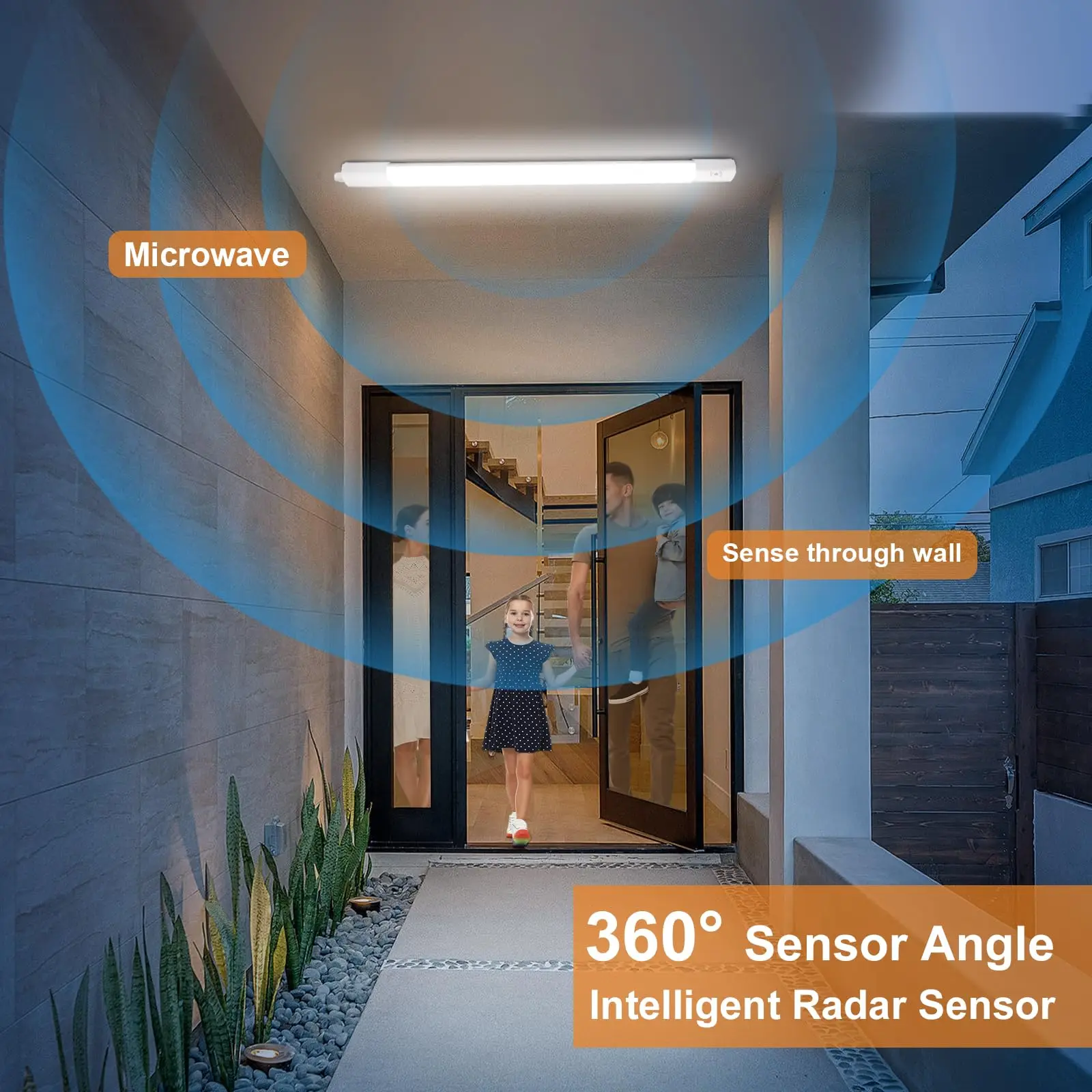 Pack of 3 Oeegoo LED Tube Light with Motion Sensor, 60CM/90CM/120CM/150CM 4000K Light, 110LM/W Ideal for Offices, Garages