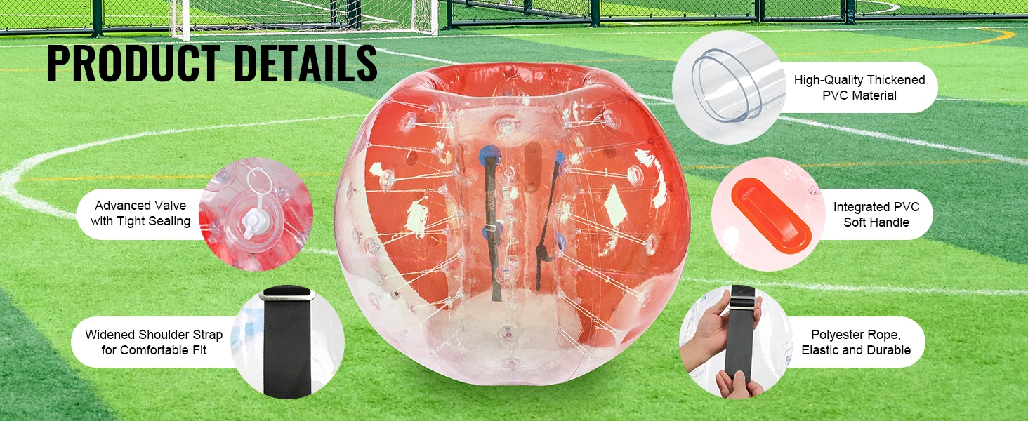 SucceBuy 5FT/1.5M Inflatable Bumper Ball BBody Bubble Zorb Ball for Teen & Adult Body Bubble Soccer Ball PVC Hamster Bubble Ball