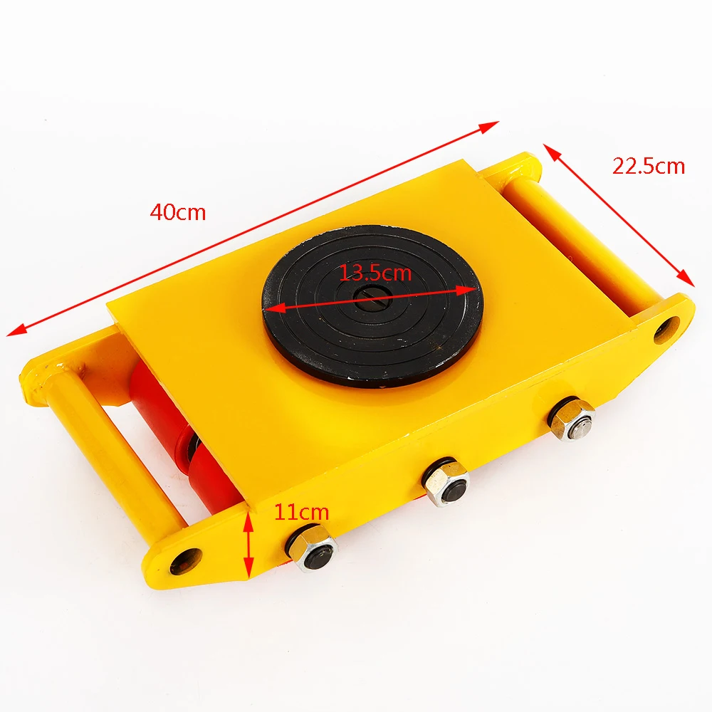 8T Heavy Duty Machine Dolly Skate Machinery Industrial 6 Roller Mover Cargo Trolley Cart 360° Rotation 17600lbs Transport Roller