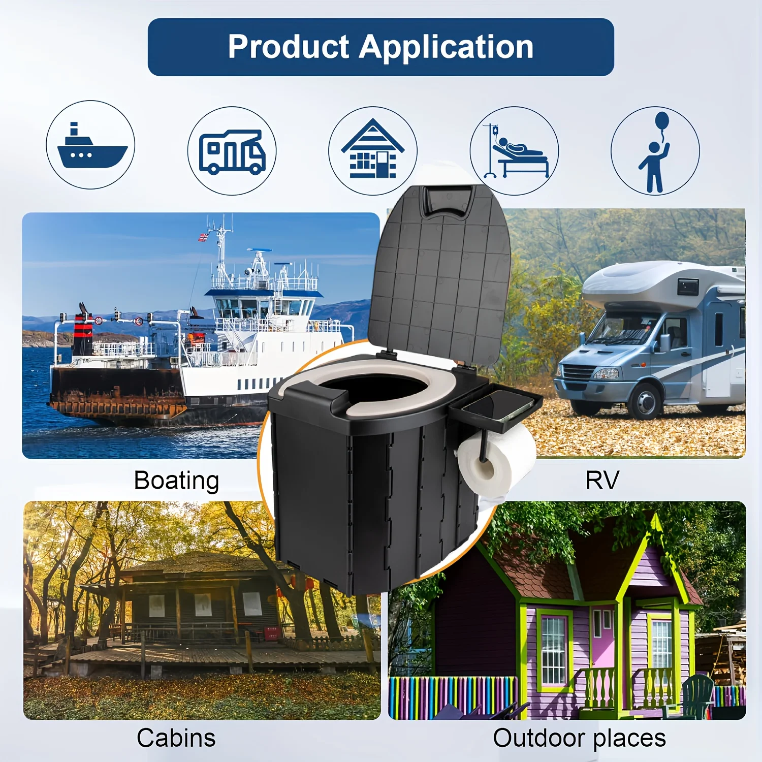 Folding Toilet Outdoor Closestool Portable Collapsible AntiOdor Storage Box Car Toilet Adult SelfDriving Travel Emergency Toilet