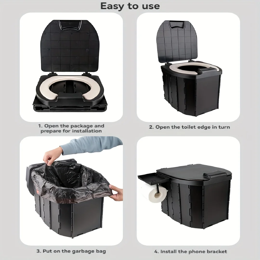 Folding Toilet Outdoor Closestool Portable Collapsible AntiOdor Storage Box Car Toilet Adult SelfDriving Travel Emergency Toilet