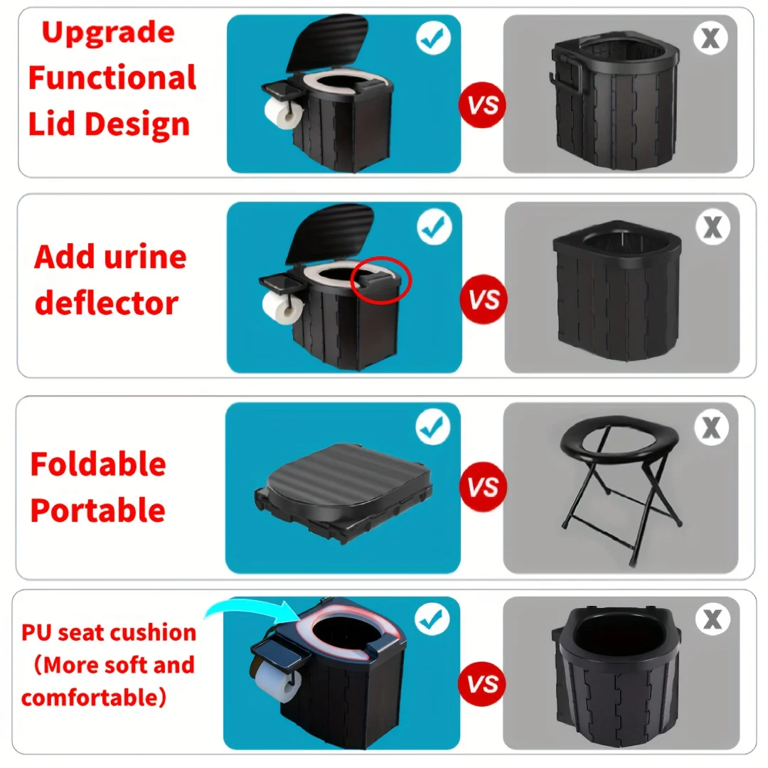 Folding Toilet Outdoor Closestool Portable Collapsible AntiOdor Storage Box Car Toilet Adult SelfDriving Travel Emergency Toilet