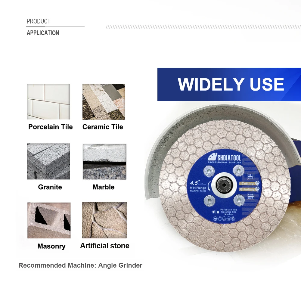 SHDIATOOL 2Pcs Dia125mm Diamond Cutting Disc With M14 Flange Double Side Saw Blade Porcelain Marble Ceramic Tile Grinding Cutter