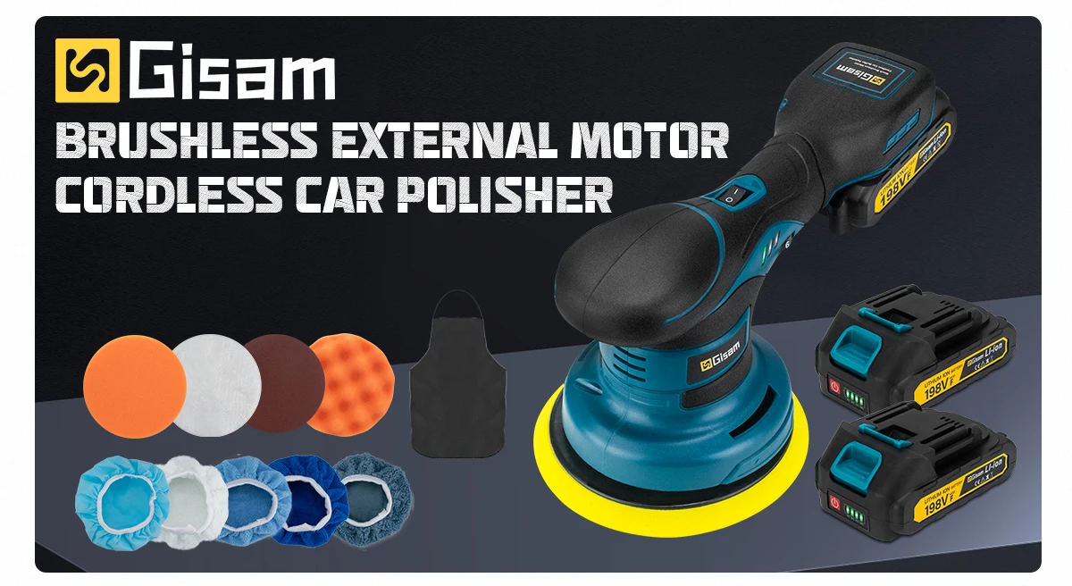 Gisam Brushelss Car Polisher 6 Gears Cordless Electric Polishing Machine Metal Waxing Wood Grinding For Maktita 18v Battery Pin