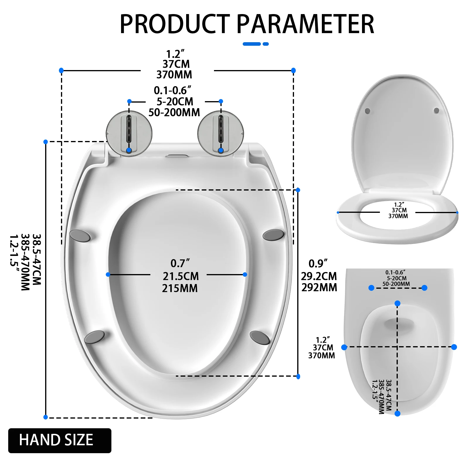 O-Shaped Toilet Seat Slow Close Quiet Lid Practical Handy Thickened Durable for Both Adults Children Safety Bathroom Accessories