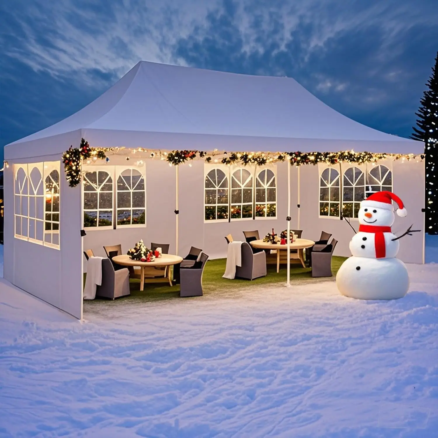 3x6m Folding Gazebo Waterproof Stable,Party Tent with 6 Sidewalls,Outdoor Pop Up Garden Gazebo for Parties, Markets, UV 50+