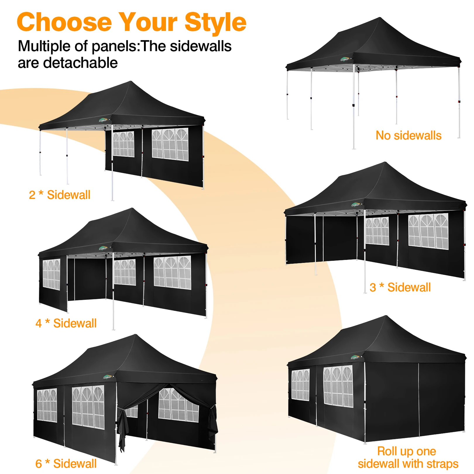 3x6m Folding Gazebo Waterproof Stable,Party Tent with 6 Sidewalls,Outdoor Pop Up Garden Gazebo for Parties, Markets, UV 50+