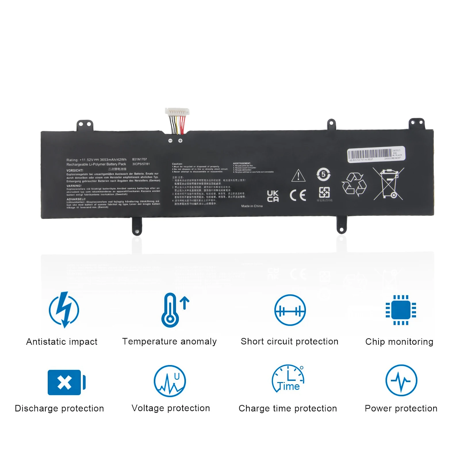 Oyomba Batteria per laptop B31N1707 compatibile con ASUS VivoBook S14 S410UQ S410UN S41OUN S4100V S4100VN S4200U X411UA X411UF