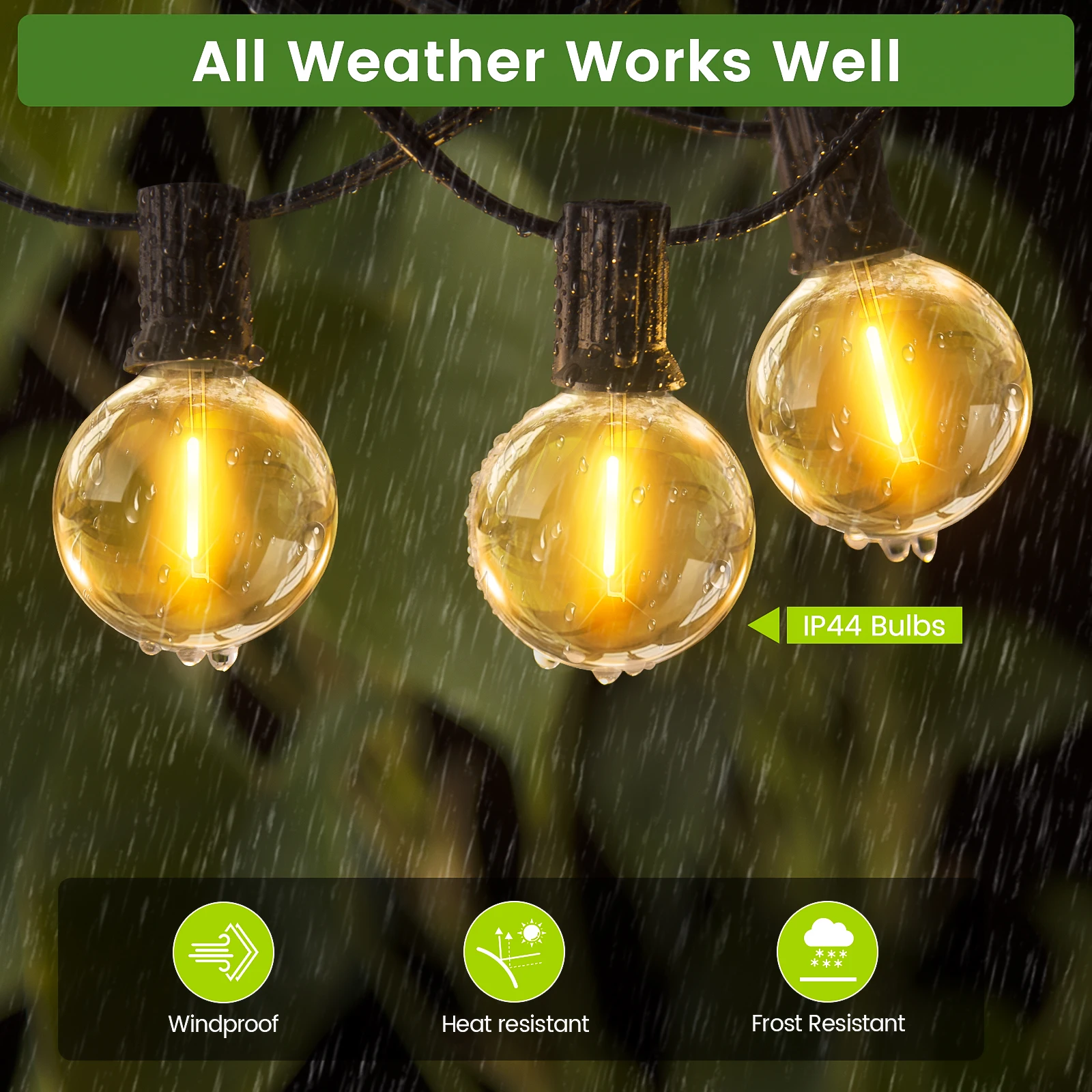 G40 LED String Lights Outdoor 150FT/45CM Plastic Bulbs Courtyard Garden Camping Atmosphere Light For Party Wedding Decor
