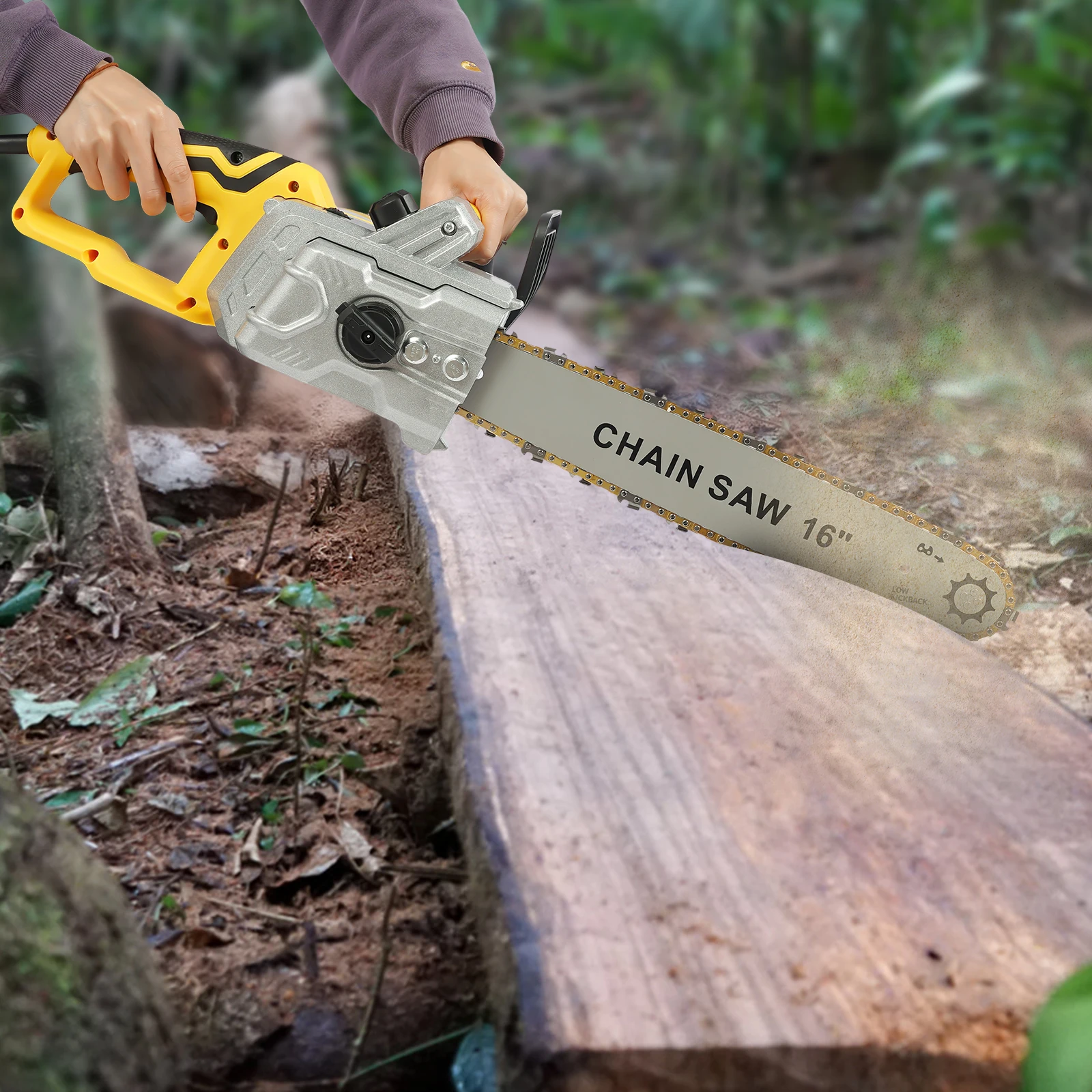 16-inch Aluminum Electric Chainsaw 2000W 800r/min 15.75inch Wood Cutting Adjust Chain Tension Cutting Tools