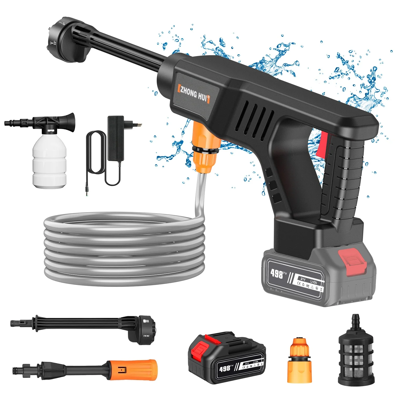 30Bar Cordless High Pressure Cleaner Washer Spray Water Gun Car Wash Pressure Cleaning Machine For Car Garden Floor Pet Cleaning