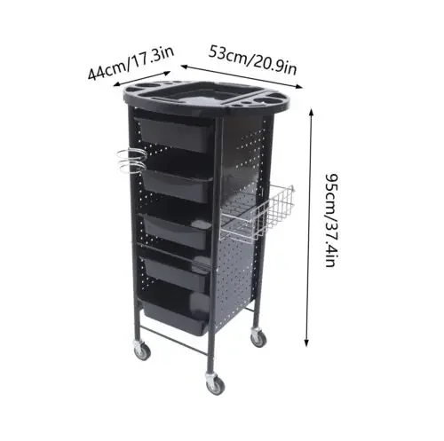 6 Levels Salon Hairdressing Trolley On Wheels With 5 Drawers 37.4*20.9*17.3inch