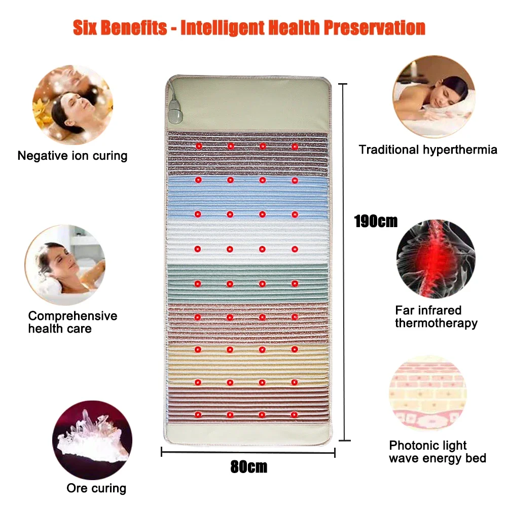 7 Color PEMF Photon Energy Mat Natural Gem Infrared Physiotherapy Blanket Pulse Magnetic Therapy Relieves Whole Body Pain