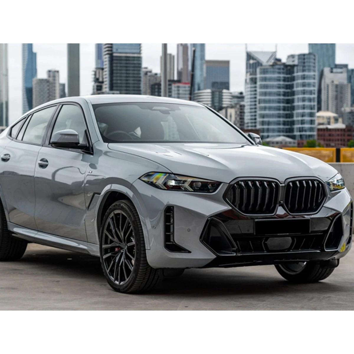 Replacement for BMW X6 G06 M60i LCI 2024-On Front Bumper Racing Grills Single Line Kidney Grille Glossy Black Auto Accessories