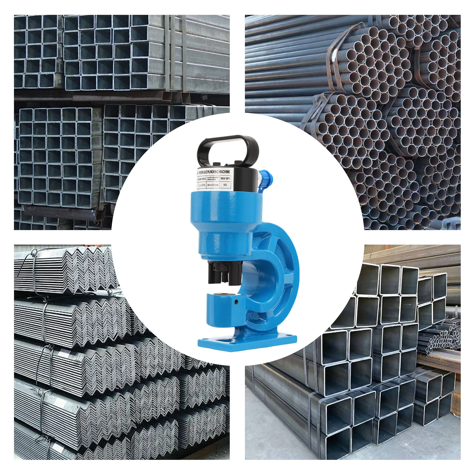 31Ton Hydraulic Punch Press 3.74" Throat Depth, Hydraulic Punching Tool Sets Industrial Hole Punch for 6mm Metal Plates
