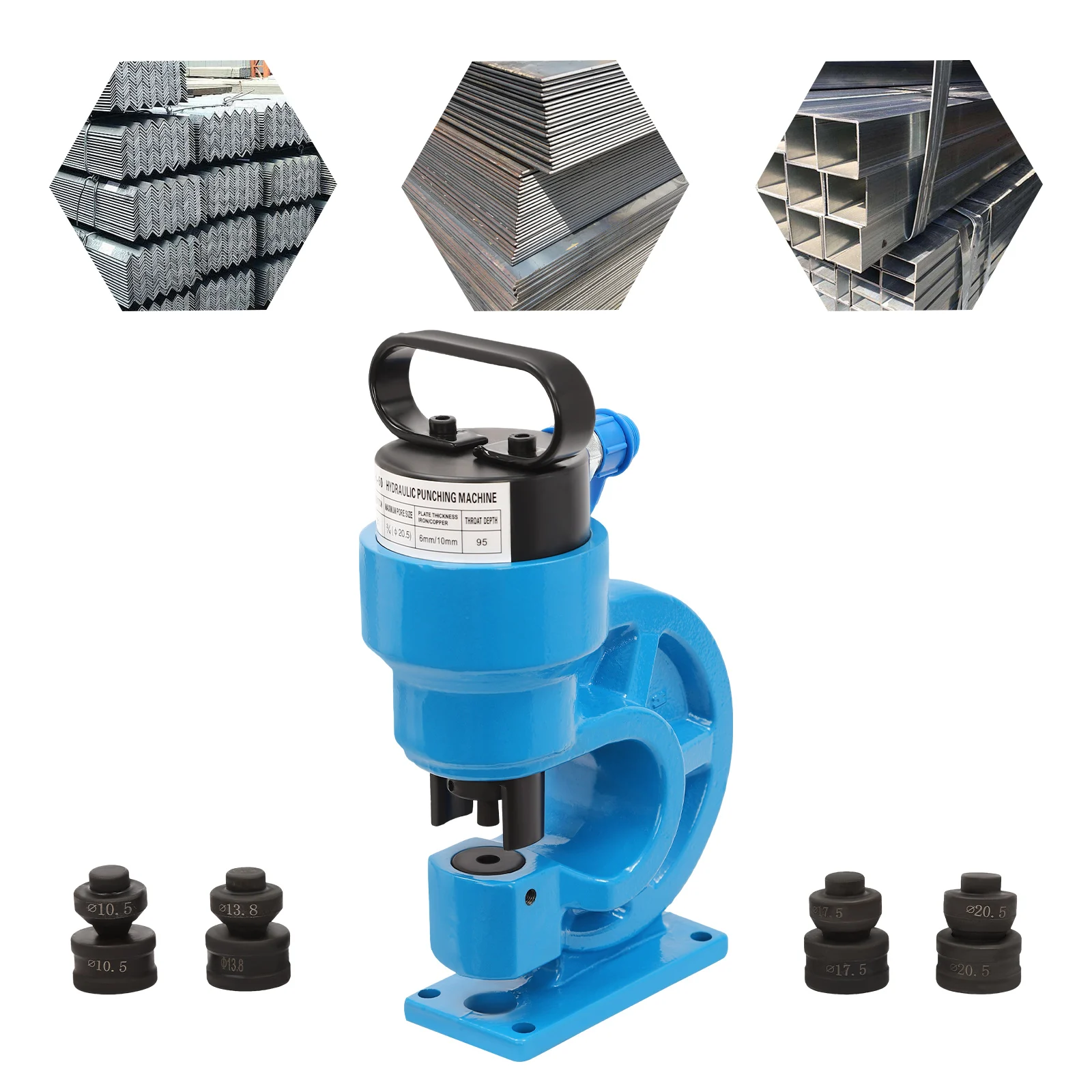 31Ton Hydraulic Punch Press 3.74" Throat Depth, Hydraulic Punching Tool Sets Industrial Hole Punch for 6mm Metal Plates