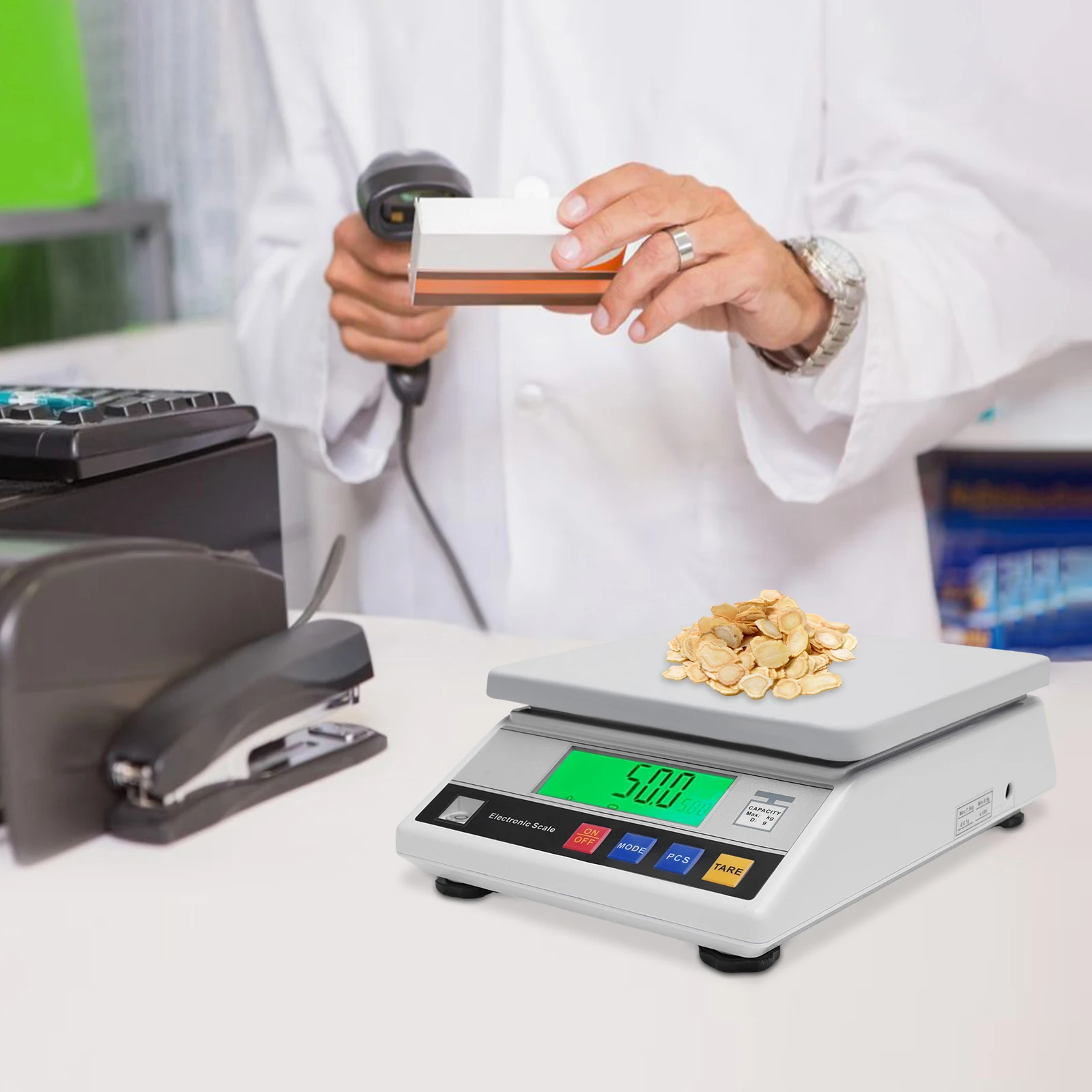 High-precision Electronic Balance Rectangular Laboratory Balance Scale LCD Screen 7.5kg for Weighing Small Items