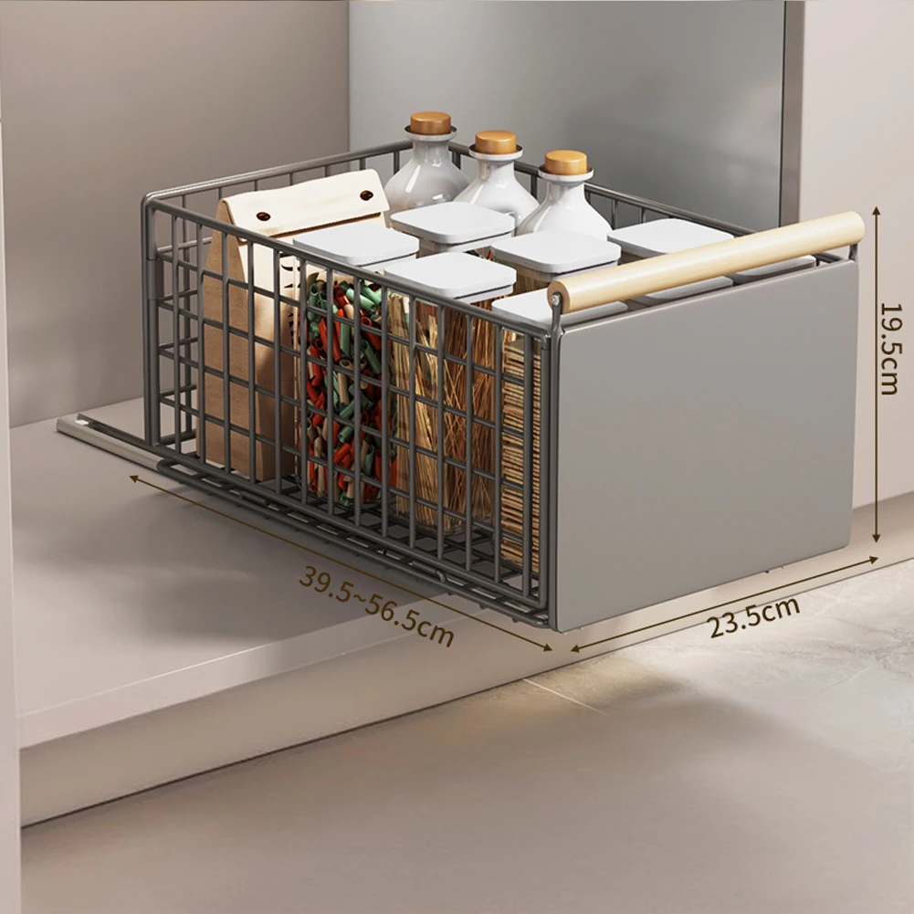 Pull Out Cabinet Organizer Foldable Slide Out Pantry Shelves Drawer Storage Sliding Mesh Cabinet Basket for Kitchen Bathroom
