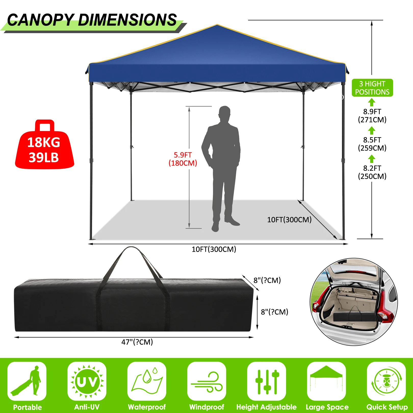 3x3m Folding Gazebo Waterproof Gazebo Party Tent With 4 Side Wall Pop Up Garden Awning Anti-UV For Outdoor Garden Courtyard Tent